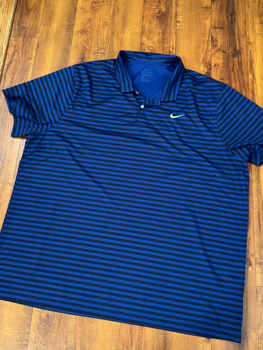 Nike Men’s Royal Blue and Black Striped active performance Polo 4x